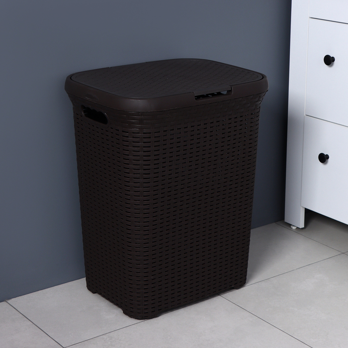 Корзина бельевая с крышкой &laquo;Ротанг&raquo;, 60 л, 34&times;44&times;56 см, цвет микс