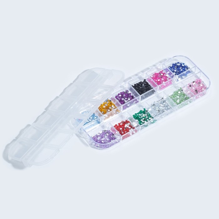 Стразы для декора, 12 ячеек, 2 мм, разноцветные Стразы для декора, 12 ячеек, 2 мм, разноцветные