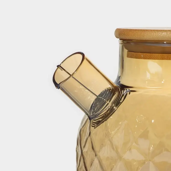 Чайник заварочный стеклянный BellaTenero &laquo;Круиз&raquo;, 1 л, с бамбуковой крышкой и металлическим фильтром, цвет золотой