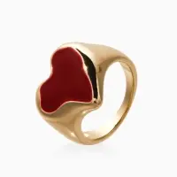 Кольцо "Сердце" корейский стиль, размер 17, цвет бордовый в золоте