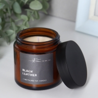 Свеча ароматическая в банке "Black Leather", соевый воск, 90 г, базилик