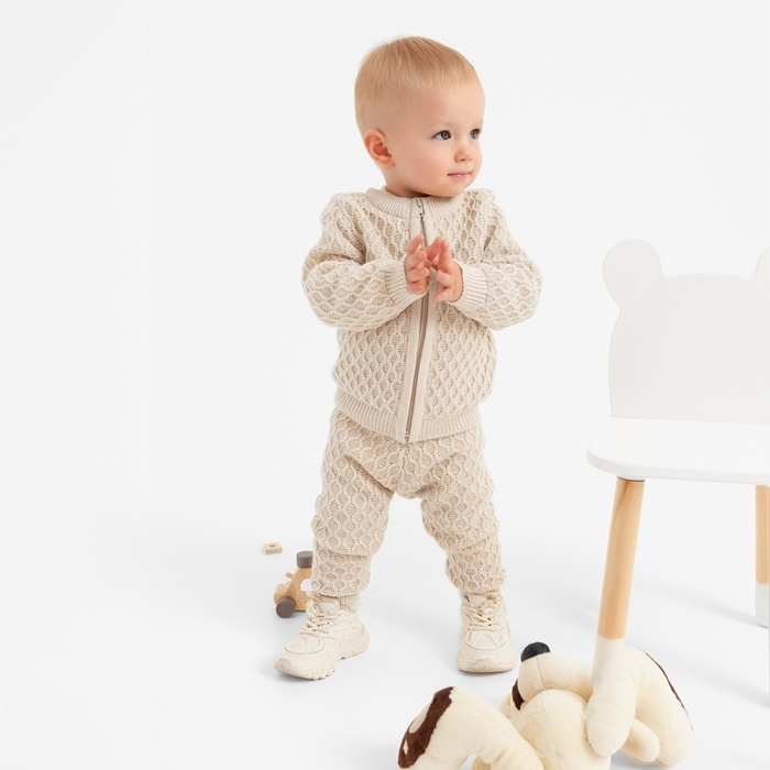 Джемпер детский вязаный MINAKU, цвет бежевый, рост 68-74 см