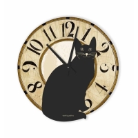 Часы настенные "Gatto nero", черный кот, интерьерные, плавный ход, d-33,5 см