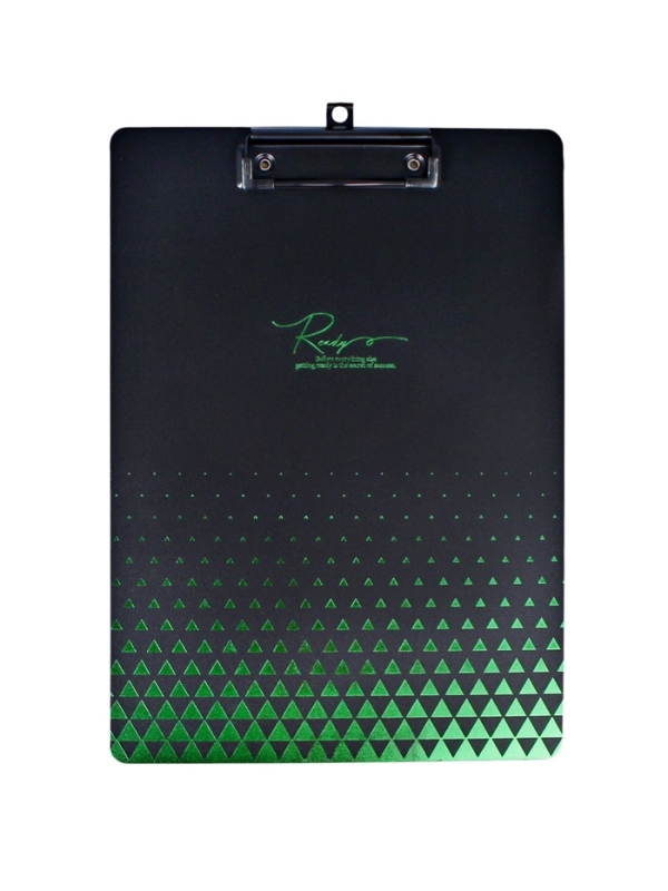 Планшет с прижимом формат А4 пластик1600мкр,Черная с металлизированной отделкой МИКС