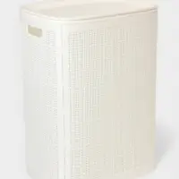 Плетёная корзина для белья с крышкой "Лён" 75л 43&times;32&times;60см, цвет белый