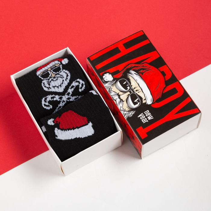 Набор новогодних мужских носков Набор новогодних мужских носков "Happy" р. 41-44