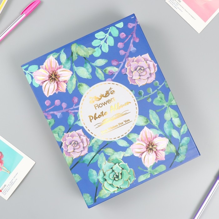 Фотоальбом на 100 фото 10х15 см "Лесные цветы" в коробке МИКС 26,5х21х5,3 см