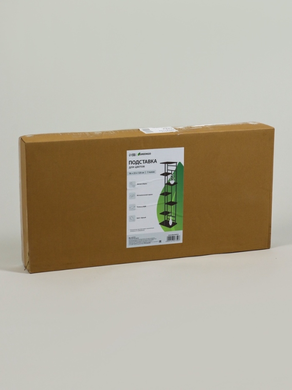 Подставка для цветов Greengo, 7 полок, 36 &times; 23 &times; 120 см, напольная, каркас металл, полки МДФ, чёрная