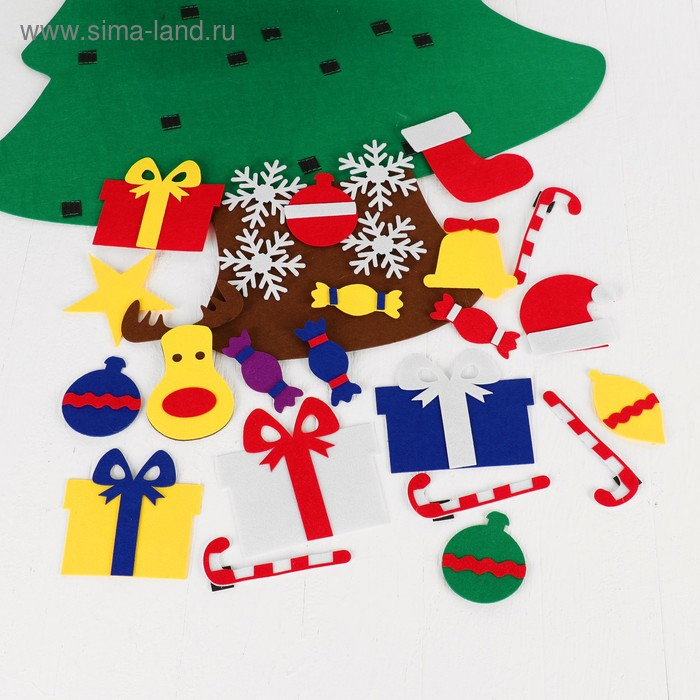 Игра из фетра &laquo;Ёлочка&raquo;, украшения на липучках, размер 95&times;70 см