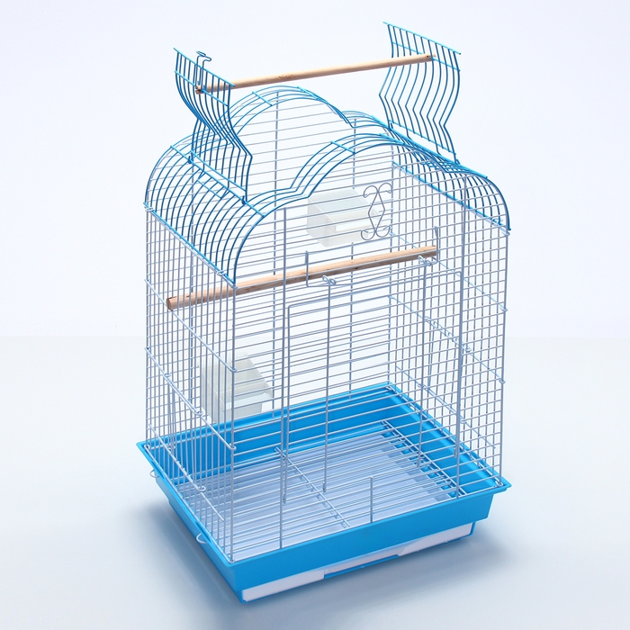 Клетка для птиц Bd-3/1o, раскрывающаяся крыша, 47,5 х 37 х 70 см, голубая (фасовка 6 шт)