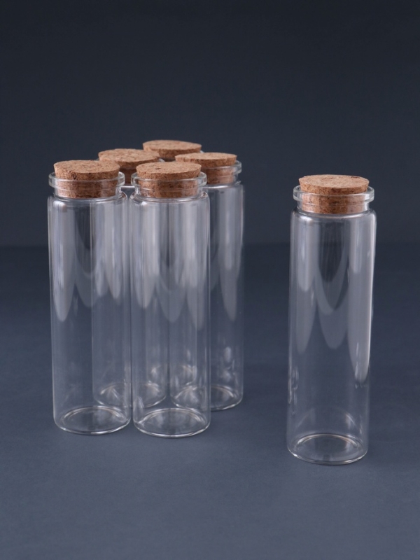 Декор для творчества стекло "Баночка с пробкой" набор 6 шт 12х3,7х3,7 см