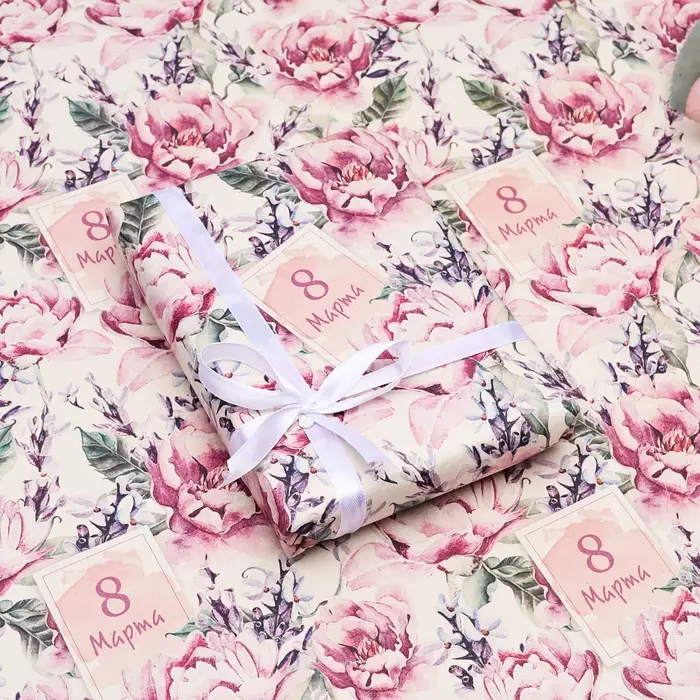 Бумага упаковочная, крафт &laquo;С 8 Марта! &raquo;, 60&times;90 см