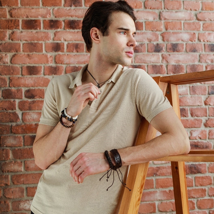 Браслет кожа &laquo;Комель&raquo;, цвет коричневый, d=7,5 см