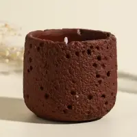 Свеча в вулканическом подсвечнике "Лава" терракот 8,5х8,5х7,5 см