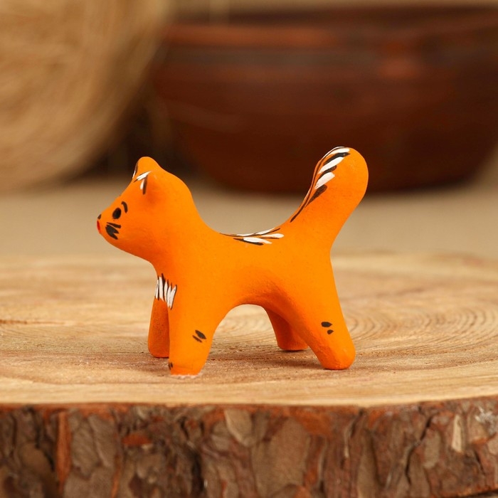 Сувенир &laquo;Котик&raquo;, рыжий, 3,5&times;4&times;5,5 см, каргопольская игрушка, микс