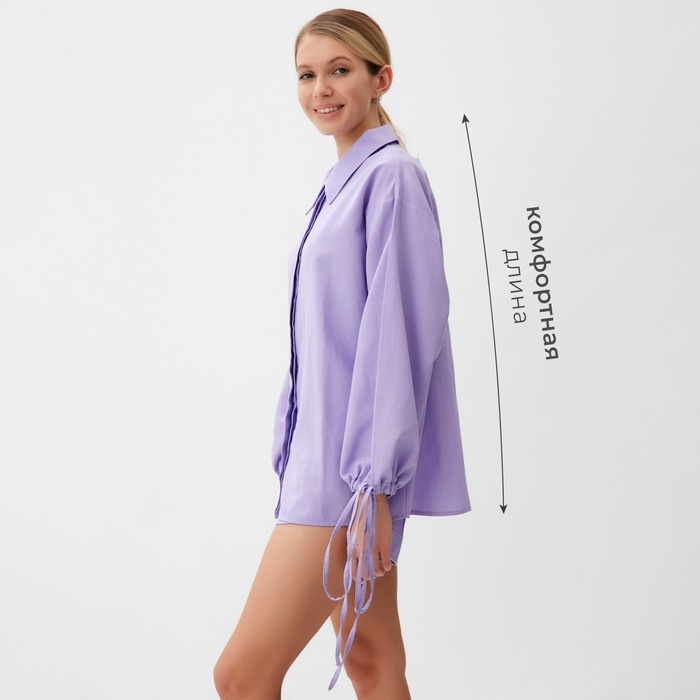Комплект женский (блузка, шорты) MINAKU: Casual Collection цвет сиреневый, размер 46 Комплект женский (блузка, шорты) MINAKU: Casual Collection цвет сиреневый, размер 46