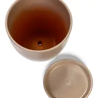 Горшок цветочный с поддоном 1,4 л, d15/h13 см капучино керамика, "Туман" (М)