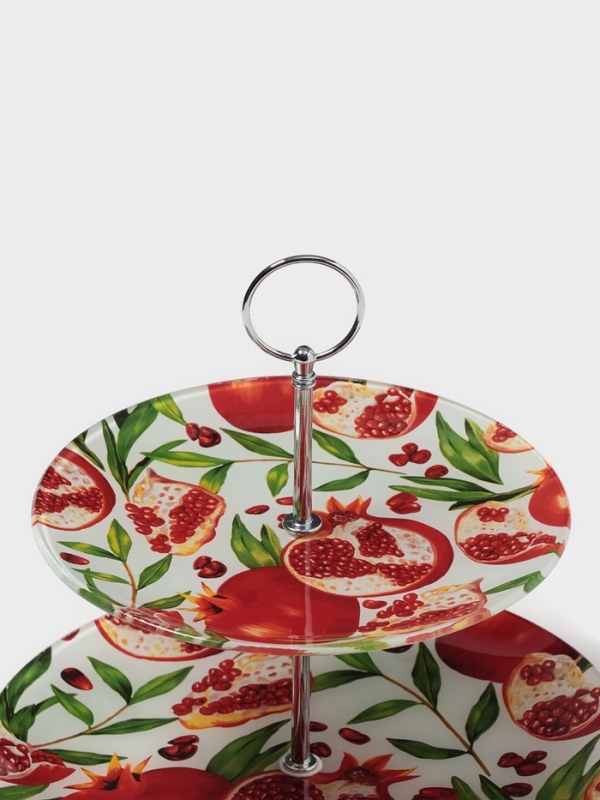 Фруктовница Доляна &laquo;Гранат&raquo;, d=20/25 см, h=24 см, стекло, рисунок