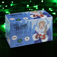 Гирлянда &laquo;Нить&raquo; 20 м, IP20, тёмная нить, 200 LED, свечение зелёное, 8 режимов, 220 В