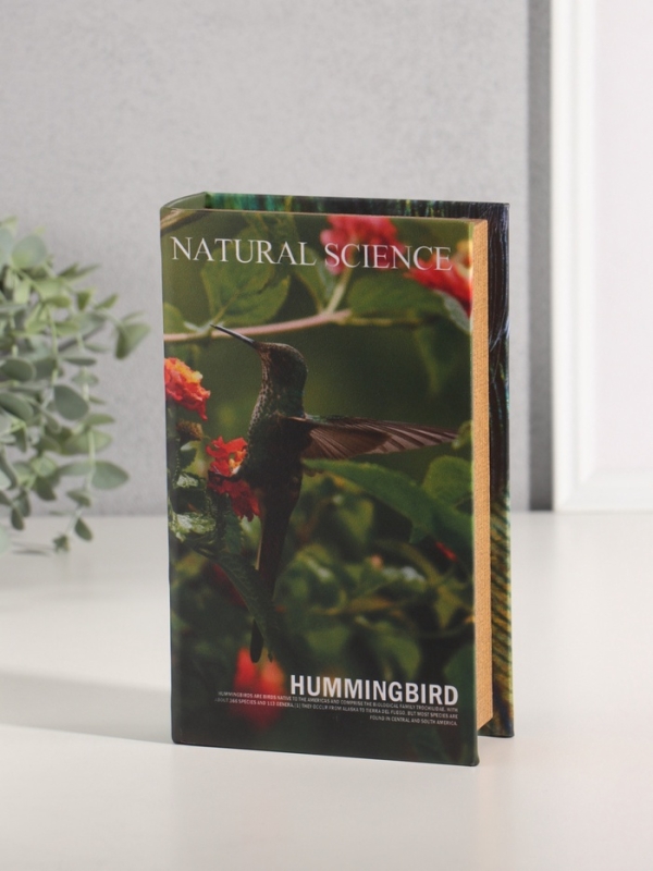 Сейф-книга дерево кожзам "Птицы. Колибри" 21х13х5 см