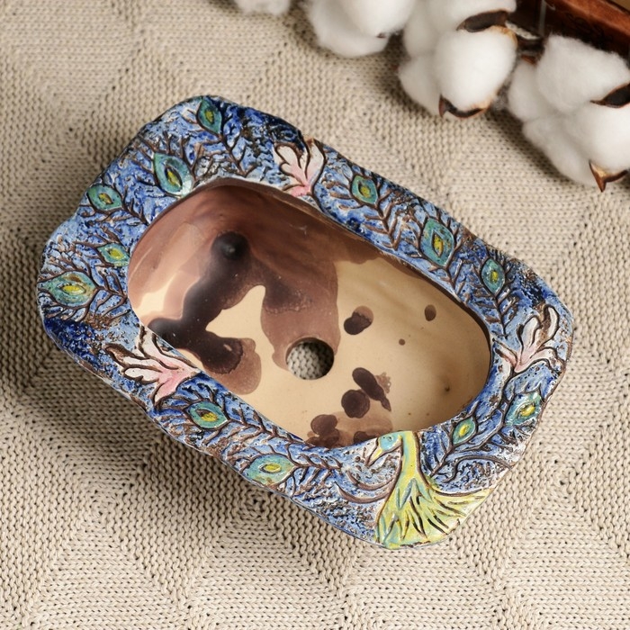 Горшок - бонсайница прямоугольная для кактусов и суккулентов, 16,5х11,5х5см