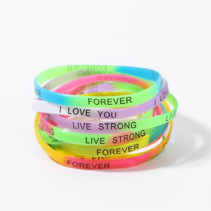 Силиконовый браслет &laquo;Настроение&raquo;, набор 10 шт., цвет МИКС, 6 см