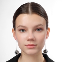 Серьги висячие &laquo;Шар плетёный&raquo;, цвет чёрный в серебре, 6,5см