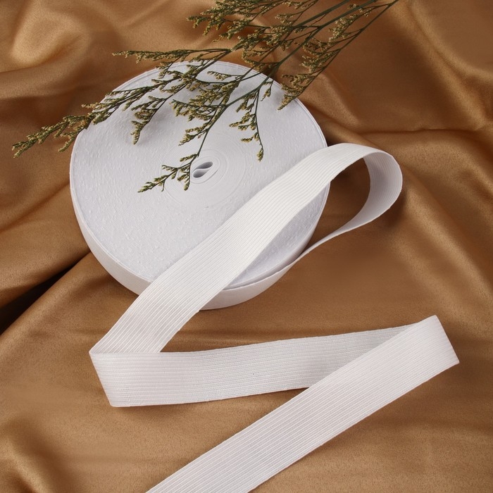 Резинка вязаная, 30 мм, 25 &plusmn; 2 м, цвет белый