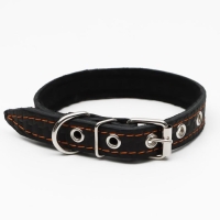 Ошейник кожаный с тиснением на синтепоне, 46 х 2 см, ОШ 25-35 см, чёрный Ошейник кожаный с тиснением на синтепоне, 46 х 2 см, ОШ 25-35 см, чёрный
