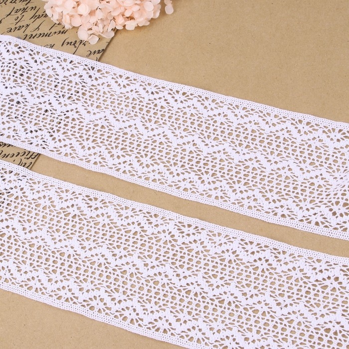 Кружево вязаное, 115 мм &times; 10 &plusmn; 1 м, цвет белый