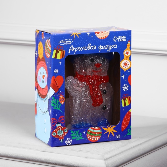 Светодиодная фигура &laquo;Приветливый снеговик&raquo; 13 &times; 20 &times; 8 см, акрил, 10 LED, батарейки ААх2 (не в комплекте), свечение белое