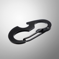 Карабин черный 5см, открывалка, кольцо для ключей