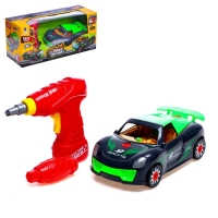 Конструктор винтовой &laquo;Спорткар&raquo;, с электрическим шуруповёртом, свет и звук, 24 детали