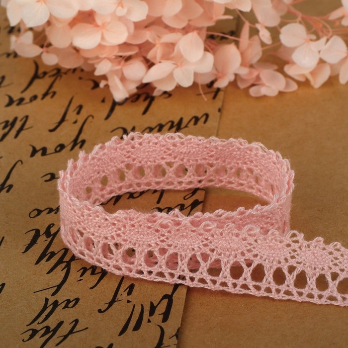 Кружево вязаное, 18 мм &times; 2,7 &plusmn; 0,5 м, цвет пудровый