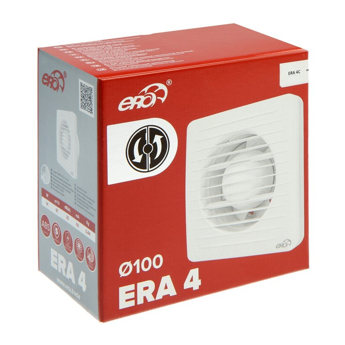 Вентилятор вытяжной ERA 4С, 150х150 мм, d=100 мм, 220‒240 В, с обратным клапаном Вентилятор вытяжной ERA 4С, 150х150 мм, d=100 мм, 220‒240 В, с обратным клапаном