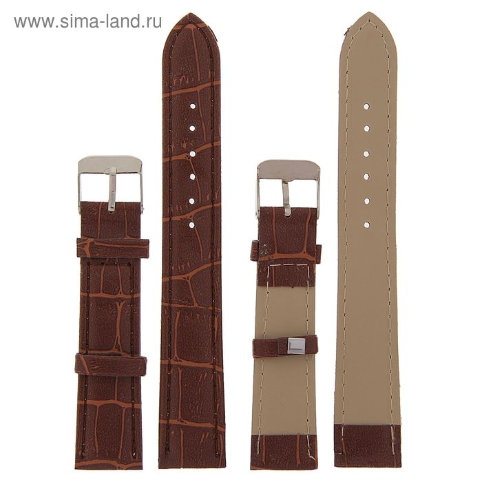 Ремешок для часов Ремешок для часов "Соломон", 18 мм, экокожа, l-19 см, коричневый