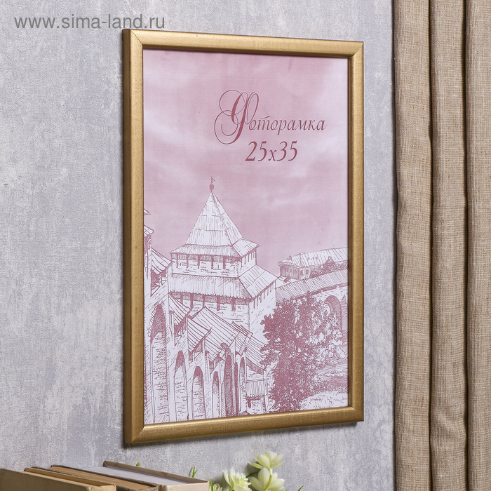 Фоторамка сосна с19 золото 25х35 см (пластиковый экран)