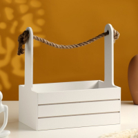 Набор кашпо деревянных 3 в 1 (29&times;18&times;33; 25&times;15&times;30; 21&times;12&times;23) "Аром", белый