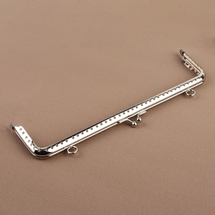 Фермуар пришивной «Прямоугольник», с креплениями, 20 × 6 см, цвет серебряный Фермуар пришивной «Прямоугольник», с креплениями, 20 × 6 см, цвет серебряный