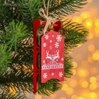 Новогодняя подвеска &laquo;Санки с узорами&raquo; 2,3х5,5х13 см