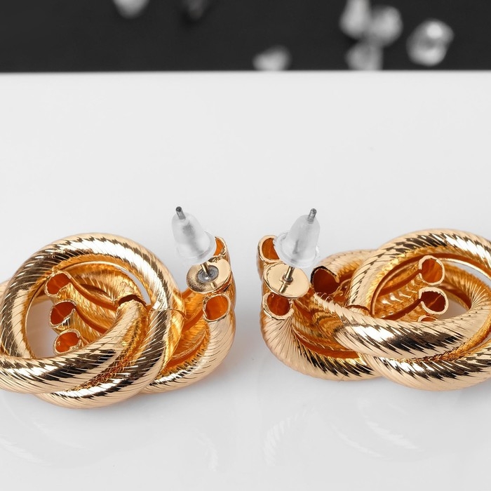 Серьги металл &laquo;Геометрия&raquo; три ряда колец, цвет золото