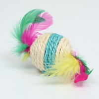 Мяч сизалевый с перьями "Леденец", 5 см, белая/синяя Мяч сизалевый с перьями "Леденец", 5 см, белая/синяя