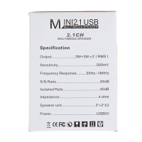 Компьютерные колонки 2.1 LuazON LPCK-02, 2x3Вт, сабвуфер 5Вт, 80дБ, Jack 3.5, USB, синяя