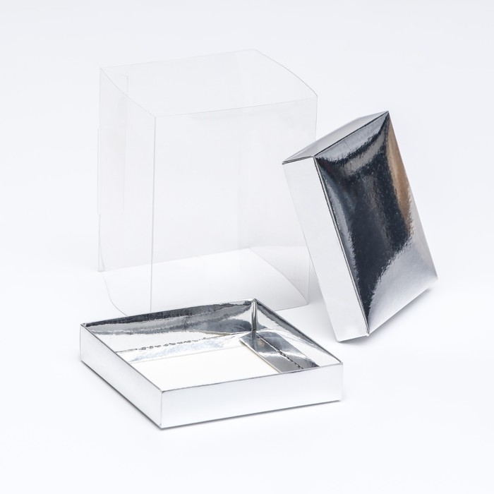 Коробка с PVC Мини 10 X 10 X 12 см "Серебро"