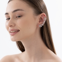 Серьга «Кафф» десять звёзд со стразами, цвет белый в серебре Серьга «Кафф» десять звёзд со стразами, цвет белый в серебре