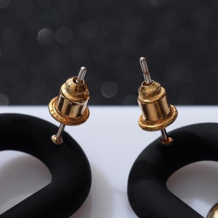 Серьги металл &laquo;Цепь&raquo; кольца, 3 звена, цвет золотисто-чёрный