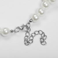 Колье с жемчугом &laquo;Полотно&raquo;, бусины №10, 14, цвет молочный в серебре, 40 см