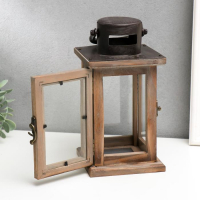 Подсвечник дерево на 1 свечу "Фонарь" коричневый 23х11,5х11,5 см Подсвечник дерево на 1 свечу "Фонарь" коричневый 23х11,5х11,5 см