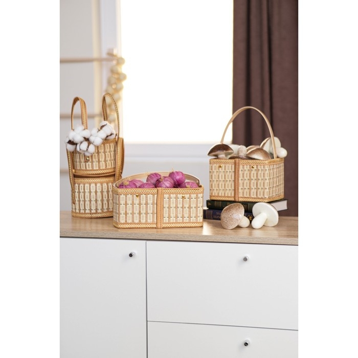 Корзина для хранения Доляна Nature, 16&times;16&times;13, бамбук