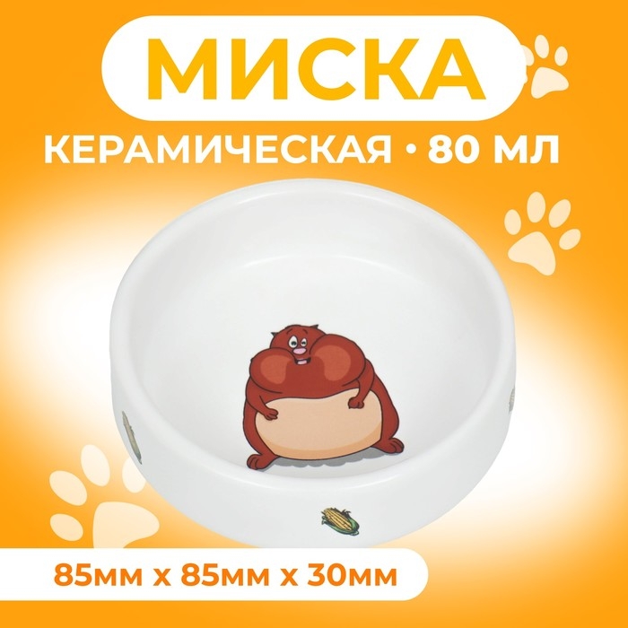 Миска керамическая для грызунов "На стиле" 80 мл 8,5 х 3 см Миска керамическая для грызунов "На стиле" 80 мл 8,5 х 3 см